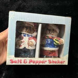Vintage Dollar Tree Holiday Christmas Bears Salt And Pepper Shakers